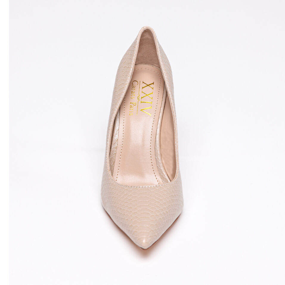 Serpentine* Beige Pump with Golden Heels